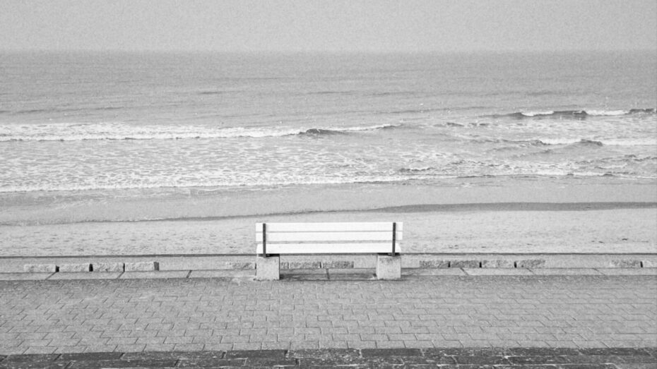 Bank an der Promenade des Nordstrands auf Norderney mit freier Sicht auf die ruhige Nordsee